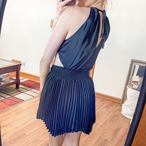 Ramy Brook Yoshi Mini Dress Cut Out Pleated Black S - Picture 3 of 9